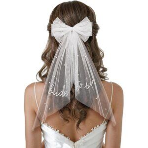 🆕 Women White Clip Bachelorette Party Decorations Pearl Bow Accessories
